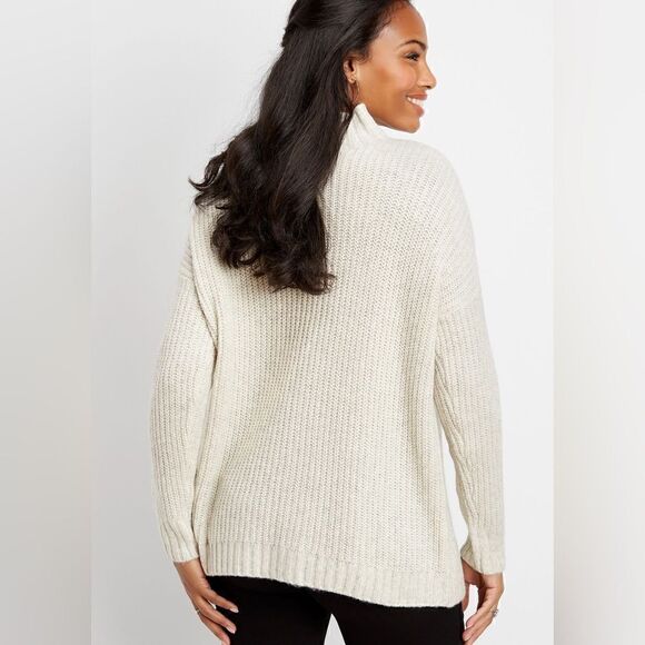 Maurices red oversized cable knit mock neck pullover - Picture 6 of 6